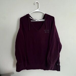 Victoria Secret Y2K V Neck Logo Pullover Maroon Women’s Size Large Sweatshirt